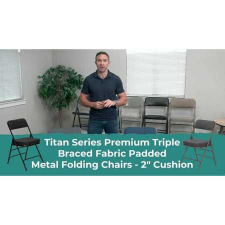 ATLAS COMMERCIAL PRODUCTS Triple-Braced Fabric Padded Metal Folding Chair, 2" Cushion, Gray MFC22GRYFP-2